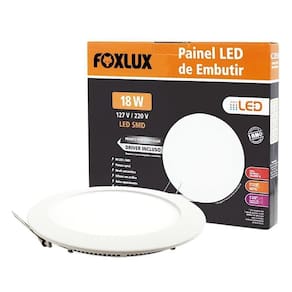 Plafon Painel Foxlux Led 22,5Cm Redondo Embutir 18W 6,5K