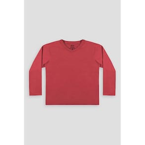 Camiseta Básica Malha Vermelho Algodão Manga Longa Infantil Menino