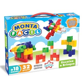 Blocos de Montar 32 Pçs Didático Infantil Educativo Big Star