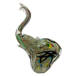 Elefante Decorativo em Murano Cinza -17x13cm - 35641