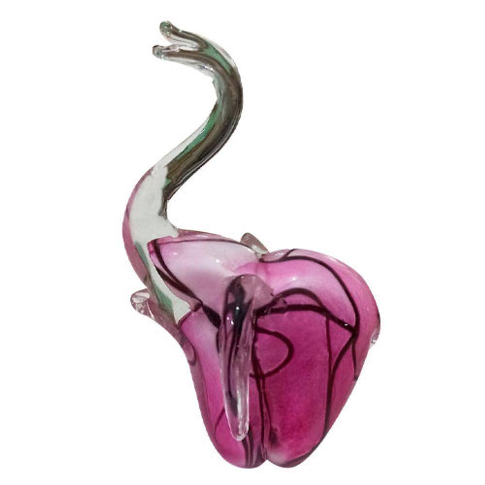 Elefante Decorativo em Murano Rosa - 17x13cm - 35782