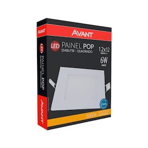 Plafon Painel LED Avant Quadrado Embutir | 3K, 12W, 17cm, 720 Lúmens