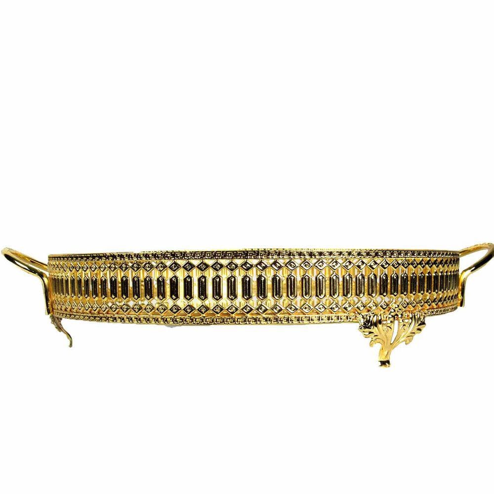 Bandeja Espelhado Redonda Dourado -7x45x32cm - 28904