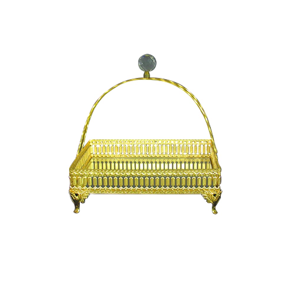 Bandeja Espelhado Quadrada Dourado - 24cm - 28911