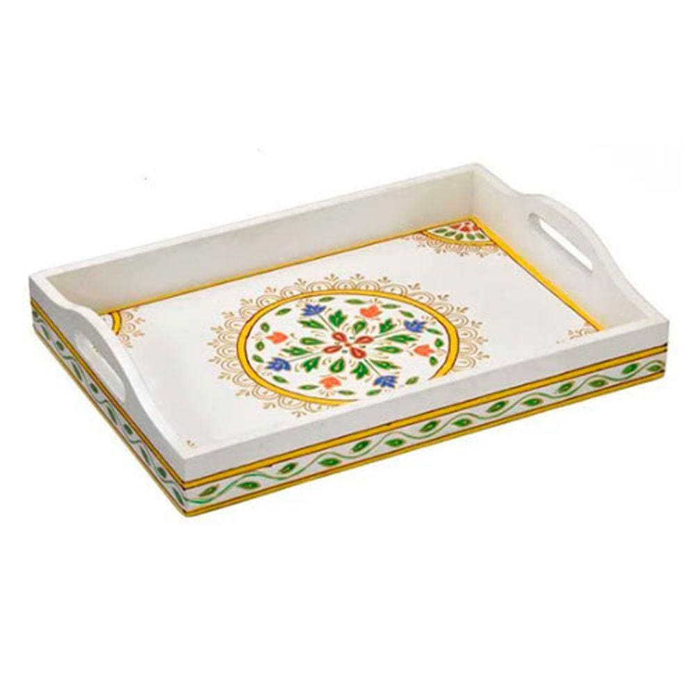 Bandeja Rustica Branco Colorido - 6x30x22cm - 29778