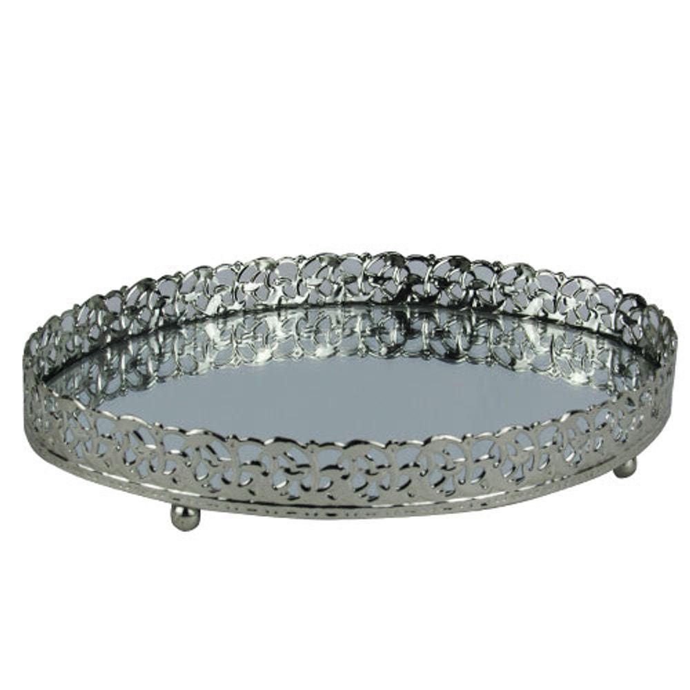 Bandeja Prateado Espelhada - 2x21x15cm - 31721