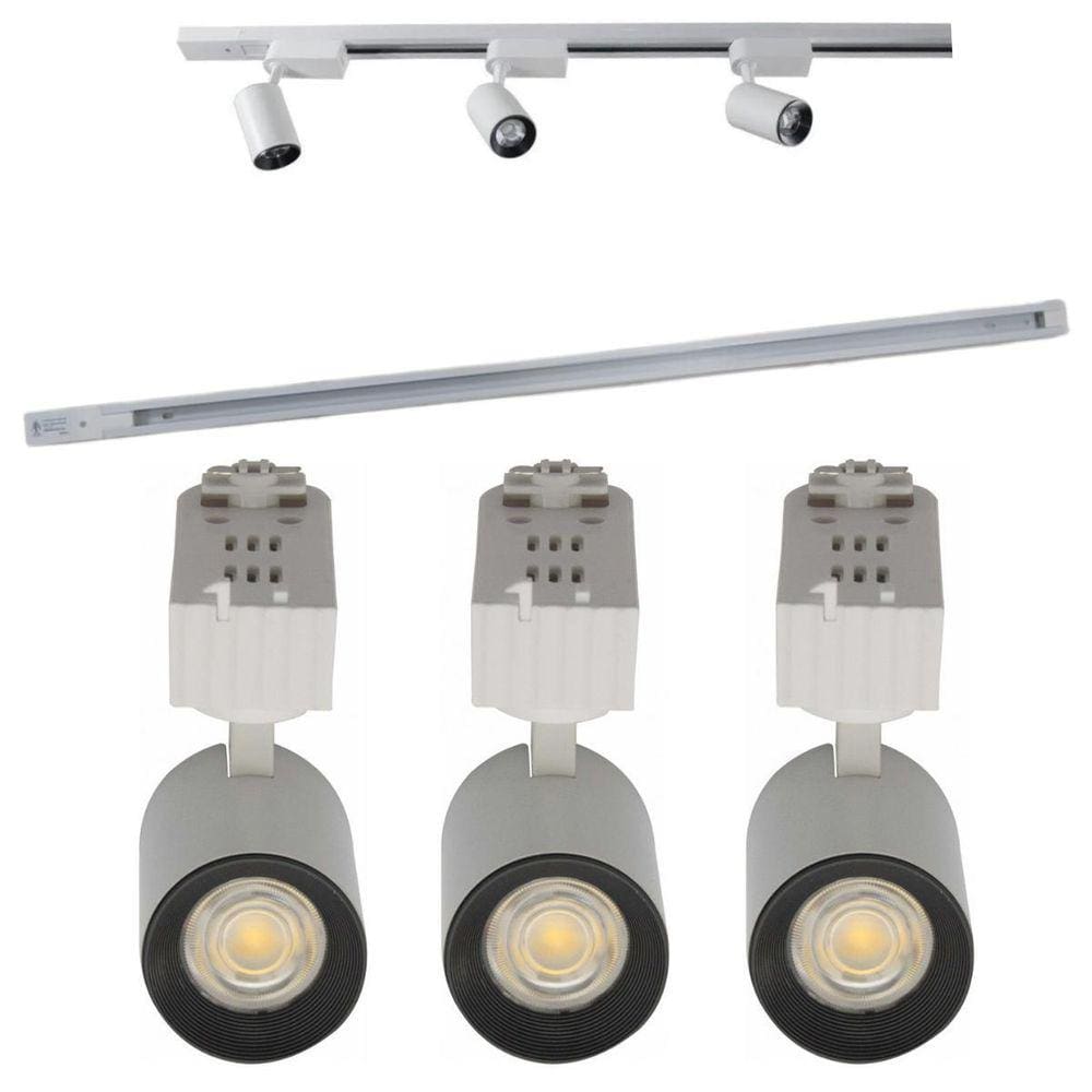Kit 3 Spots 7W Branco Frio Trilho Eletrificado 1M Branca