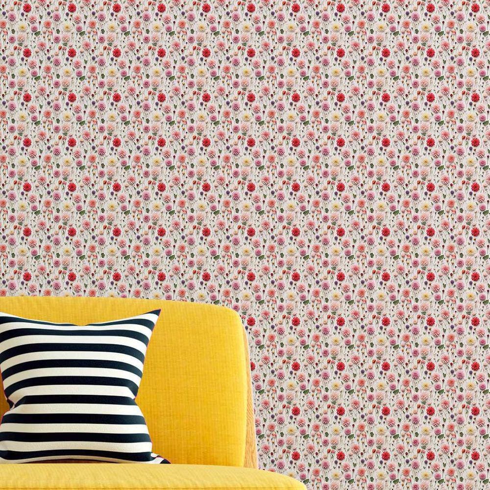 Papel de parede Lavável Flores rosas coloridas decorativas Vinílico Quarto Banheiro sala 15m