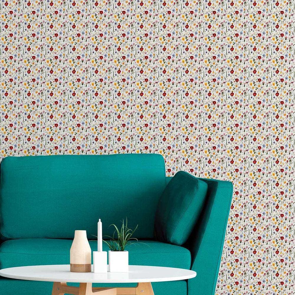 Papel de parede Lavável Floral rosas vermelhas delicadas Natural Viva decorada Quarto banheiro 12m