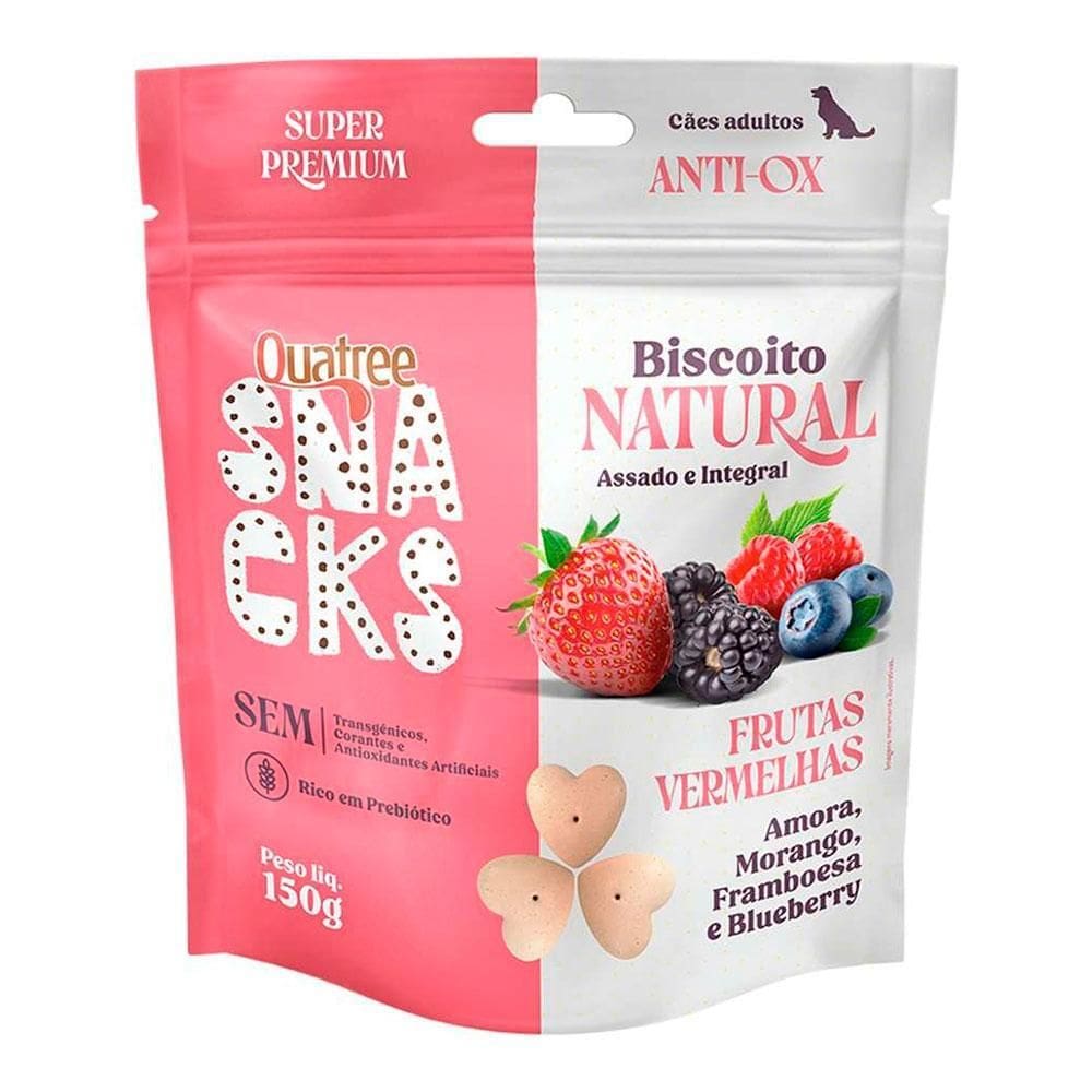 Biscoito Quatree Snacks Cães Adultos Frutas Vermelhas 150g