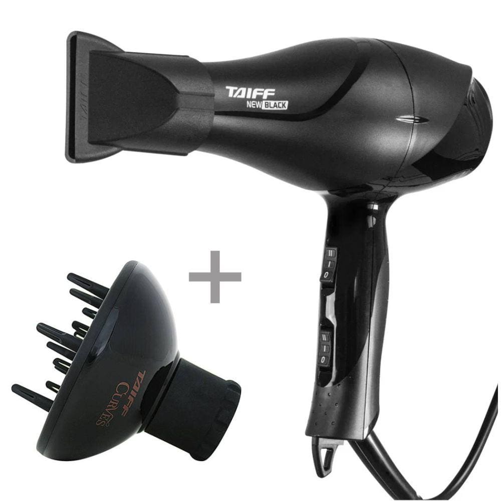Kit Taiff Secador Profissional Black Ion 2000W 127V + Difusor De Ar Curves