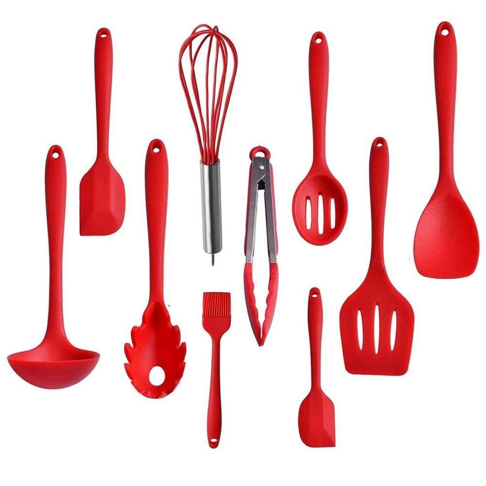 Conjunto de Silicone Cozinha 10 Peças Utensilios Preparo Refeiçao Espatula Flexivel Resistente