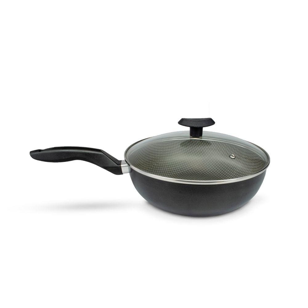 Panela Frigideira Tampa de Vidro WOK 24cm Antiaderente Alumínio - Classy