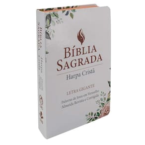 Bíblia Sagrada Letra Gigante com Harpa Cristã - Capa semiflexível ilustrada, Floral Branca