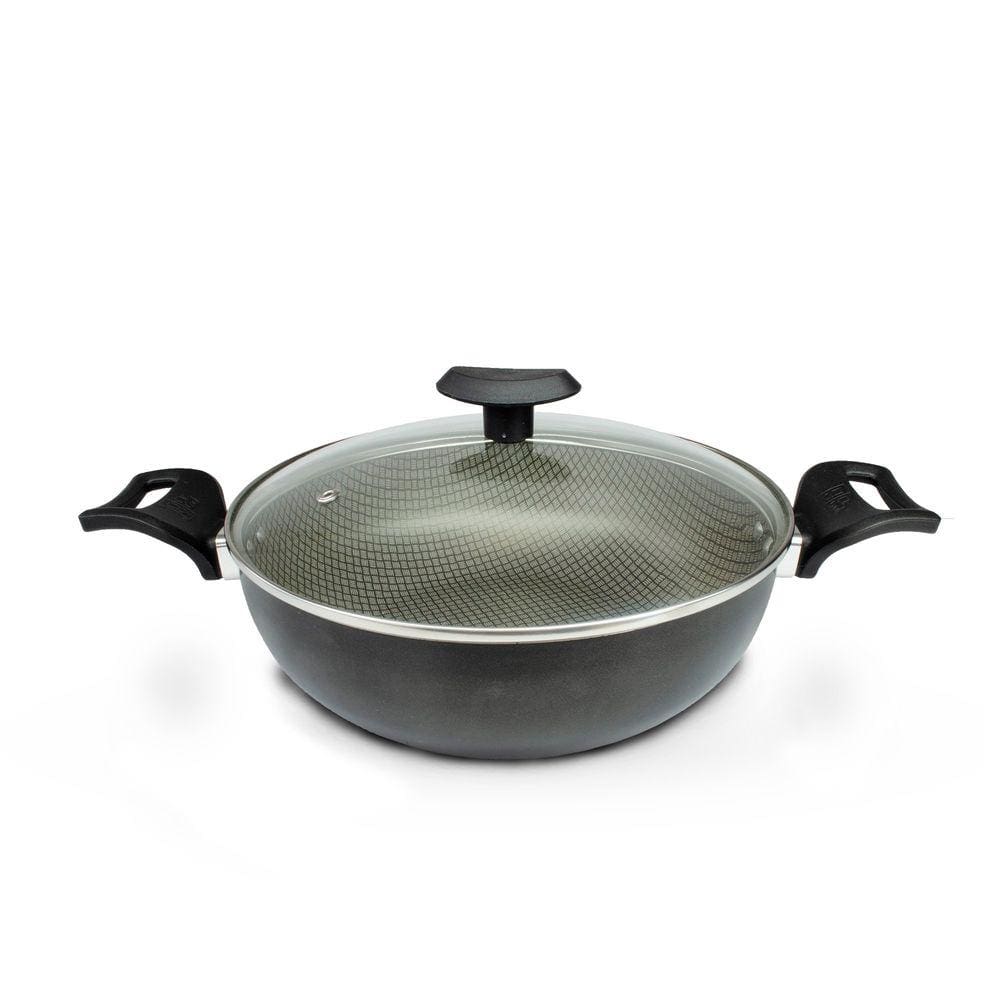 Panela Frigideira Caçarola Tampa de Vidro WOK 24 cm Antiaderente Alumínio - Classy