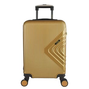 Mala de Bordo Abs para Viagem Yins Cleopátra Cadeado Integrado Rodas Duplas Giro 360 Dourado