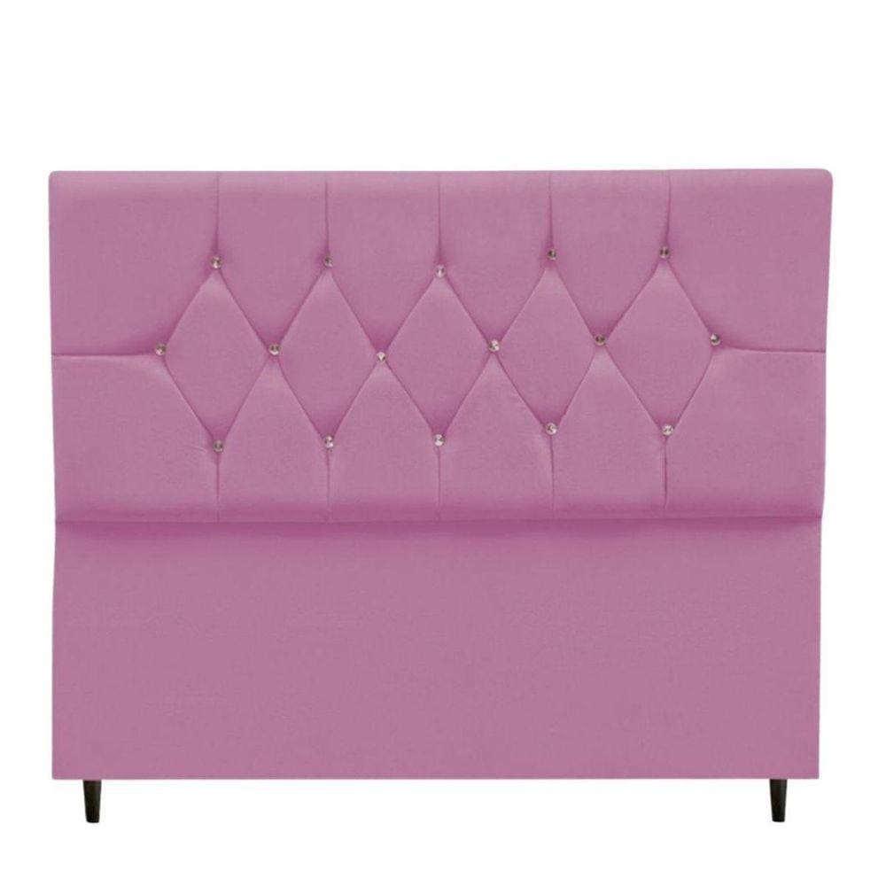 Cabeceira Cama Box Solteiro 90 cm Geovana Suede Rosa