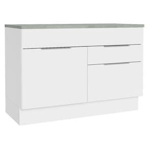 Balcão Gabinete de Pia 120 cm 1 Portas e 2 Gavetas (Com Tampo) Branco Stella Madesa