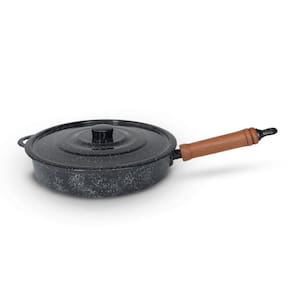 Frigideira Fundida Alumínio Batido Grosso Com Tampa 26cm - Preto