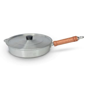 Frigideira Fundida Alumínio Batido Grosso Com Tampa 26cm - Polida