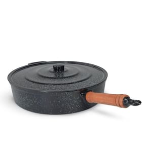 Frigideira Fundida Alumínio Batido Grosso Com Tampa 34cm - Preto