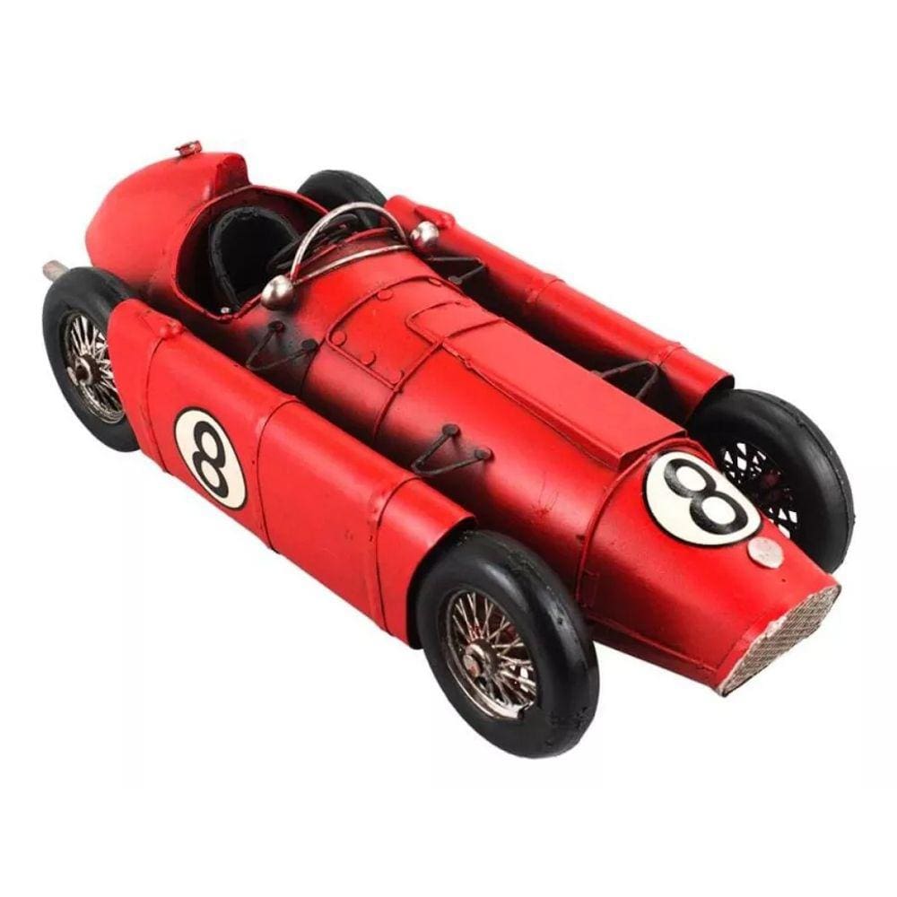 Carro Corrida Vermelho 8.5x33x13cm Estilo Retrô - Vintage