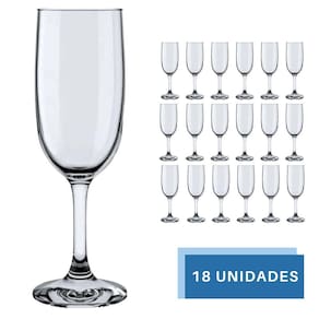 Conjunto 18 Taça de Vidro 180ML CHAMPAGNE Elegante Ano Novo