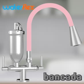 Torneira Flexível Abs Filtro Cozinha Cor De Rosa 1/4 De Volta C70 Bancada