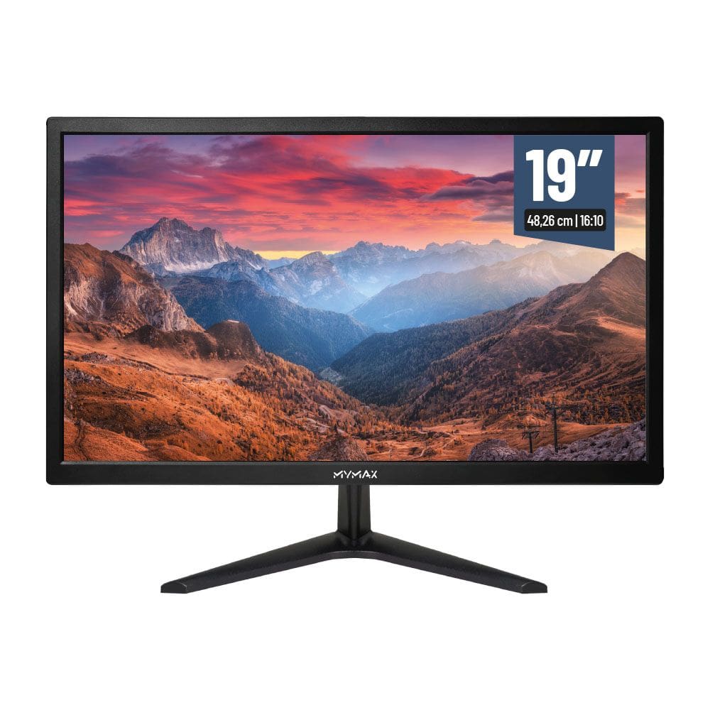 Monitor 19` HD LED, 60hz, HDMI, VGA, 3.6ms Preto - MYMAX