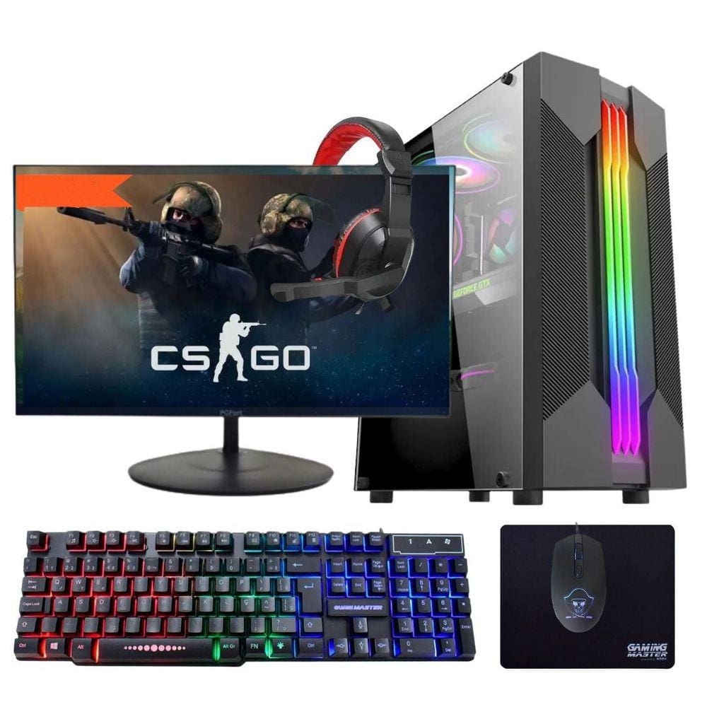 Computador Gamer TOB Intel Core i5 SSD 240GB 8GB Windows 10 Pro Trial Teclado/Mouse Mouse Pad Headset Monitor 19