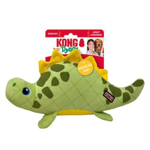 Brinquedo Pelúcia Kong Dynos Roars Robusto Com Apito Para Cachorro de Médio e Grande Porte - Verde