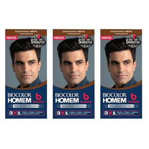 Kit 3 Tonalizantes Biocolor Homem Castanho Escuro