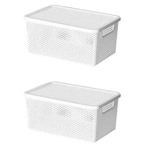 Cesto Organizador Decorativo c/ Tampa 37x27x16 - Linha Linea