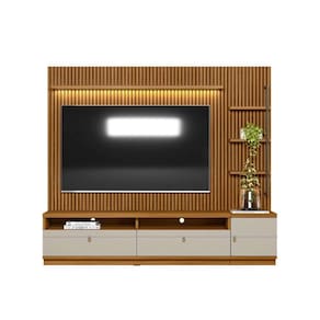 rack com painel para tv até 75 polegadas ouro preto 1 pt 2 gv nature e off white