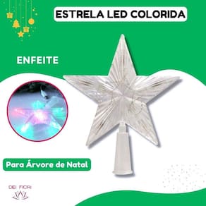 Estrela Ponteira Árvore Natal Colorida Led Pisca Pisca 18cm