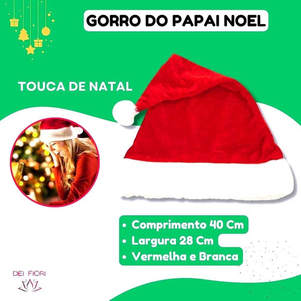 Gorro De Papai Noel Touca Natal Fantasia Unidade Tradicional