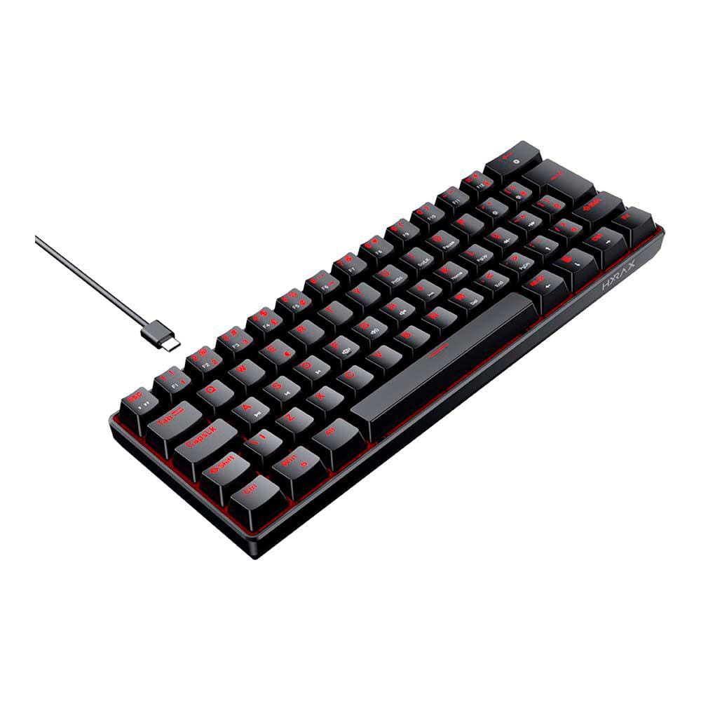 Teclado Gamer Mecanico Hyrax Thunder Hck61, Abnt2, Preto, Switch Azul - Hck61b-Blue-Led