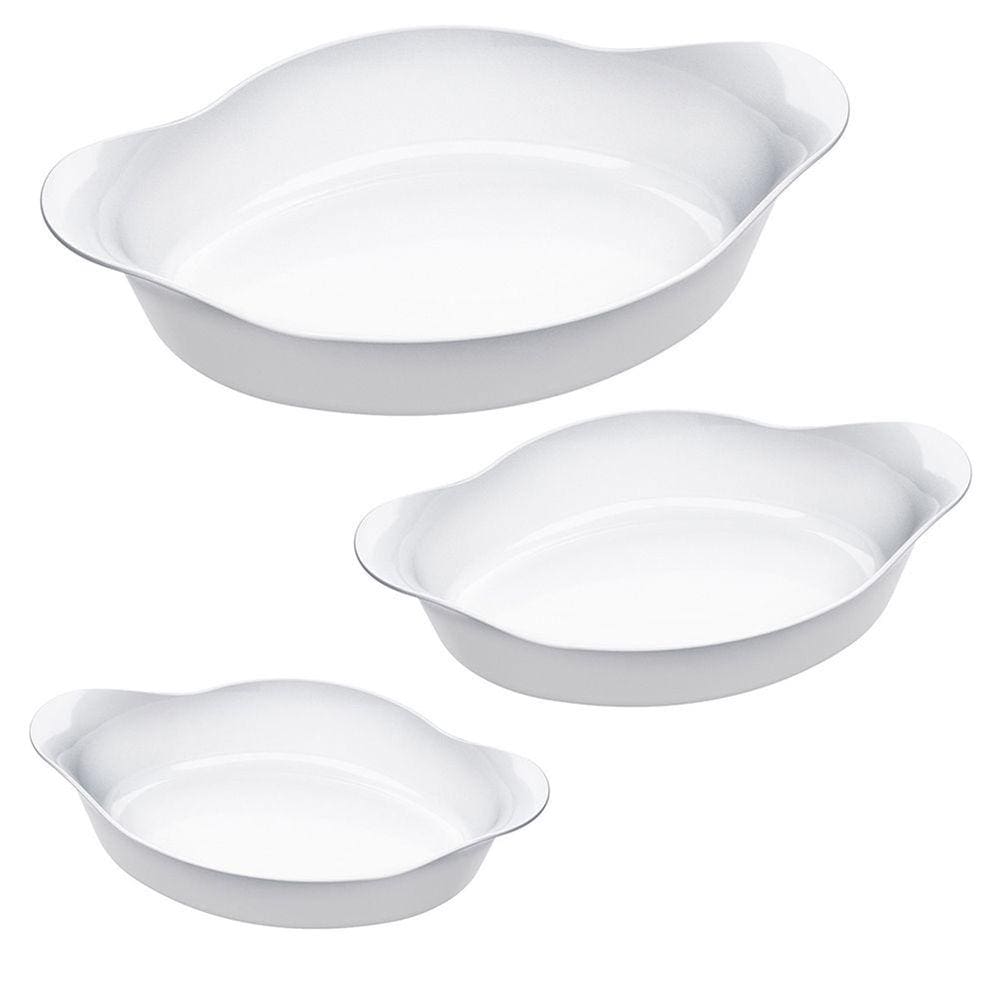 Kit 3 Assadeira Oval Opaline PMGTravessa Forma Vodro Forno