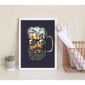 Quadro Decorativo Cerveja Barbearia 45x34cm Moldura Preta