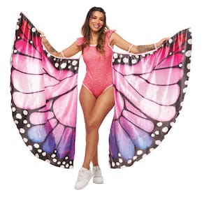 Fantasia Carnaval Feminina Body Rosa com Asa de Borboleta