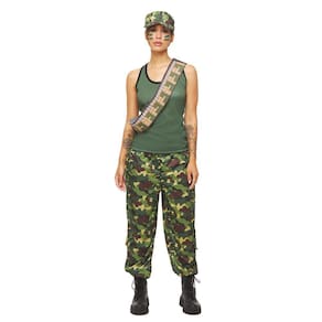 Fantasia Feminina Soldada Camuflada Militar Exército Adulta