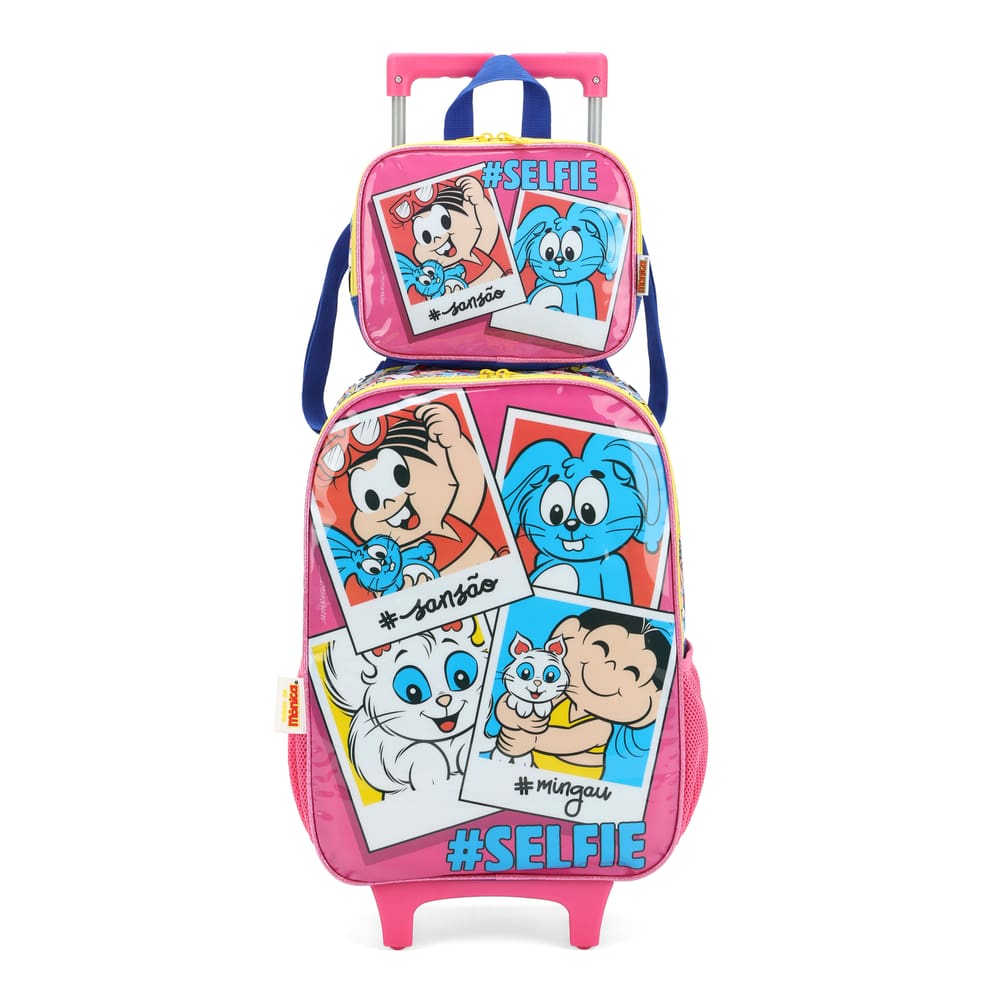 Kit de Mochila de Rodas com Lancheira Turma da Monica