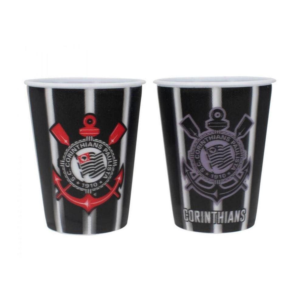 Jogo com 2 Copos De Plástico 3D Corinthians 400ml