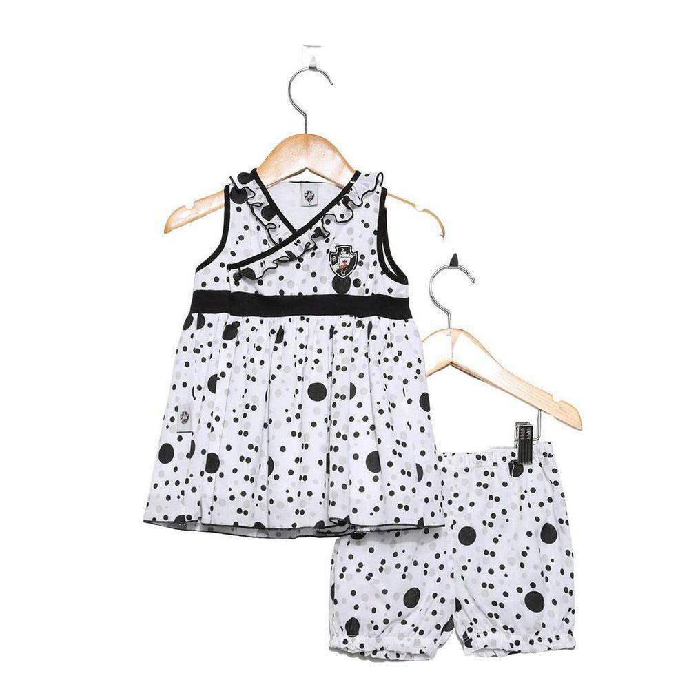 Vestido Bebê Vasco com Shorts e Tiara Oficial