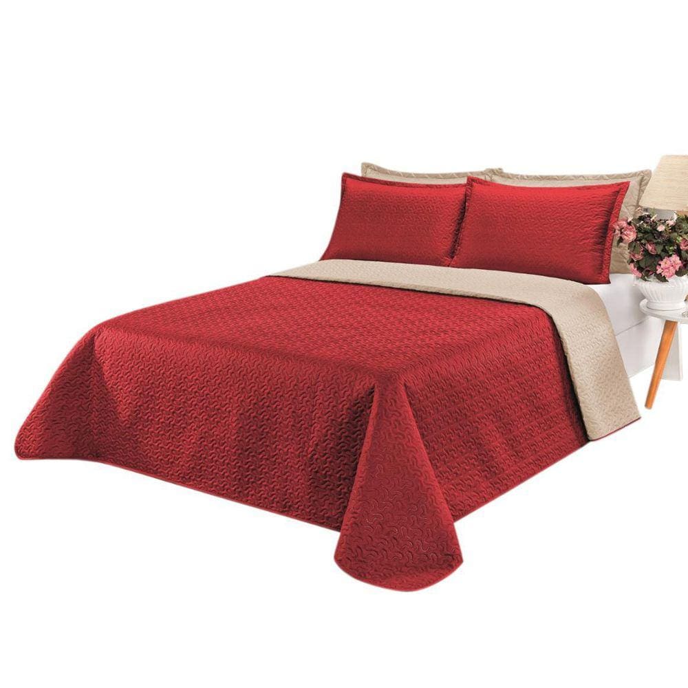 Cobre Leito Clara Casal - Kaqui / Vermelho