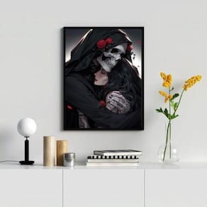 Quadro Decorativo Exu Caveira e Pombagira 45x34cm Preto