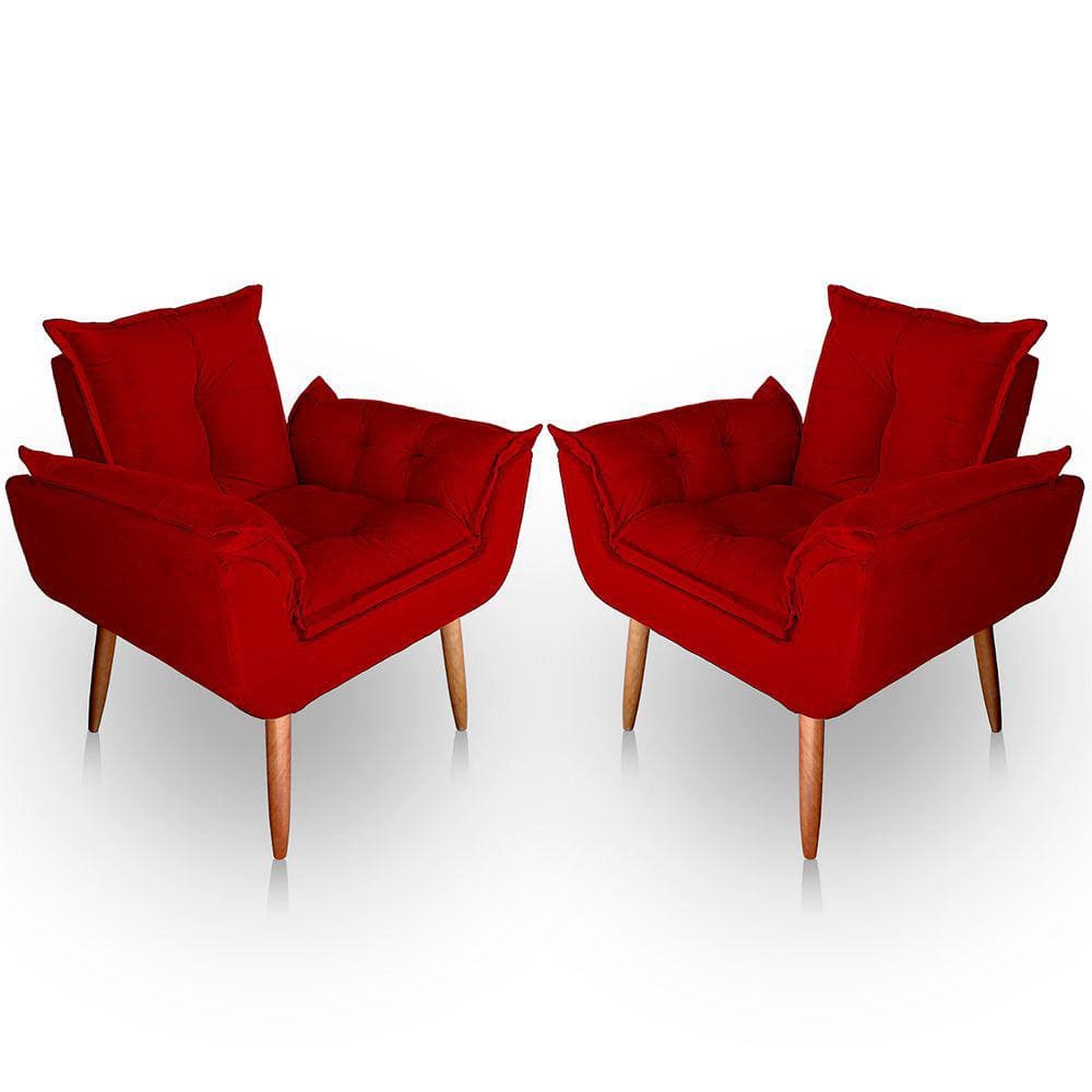 Kit 02 Poltrona para Sala e Quarto Decorativa Opala Suede