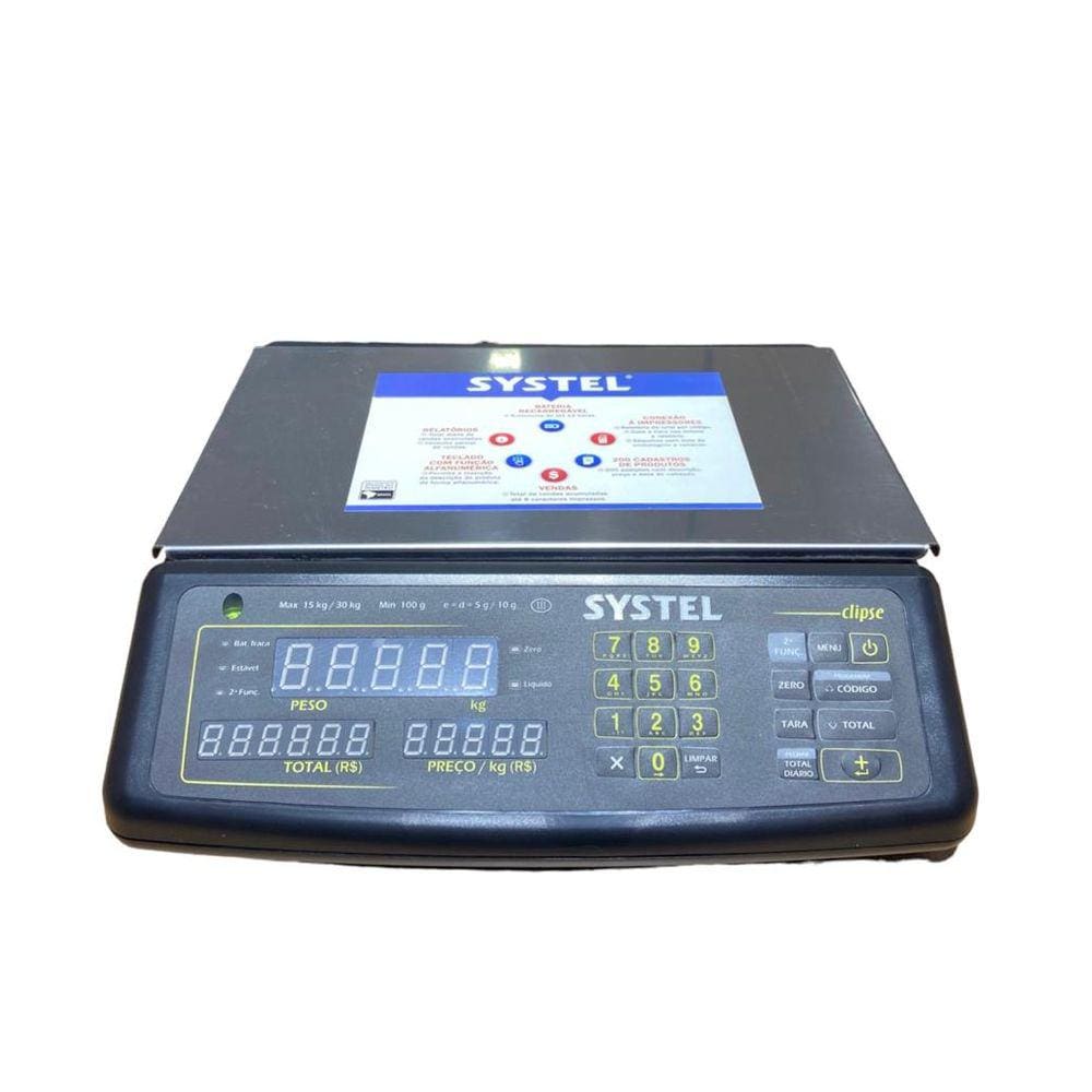 Balança Systel Clipse com Bateria 30kg - Preta