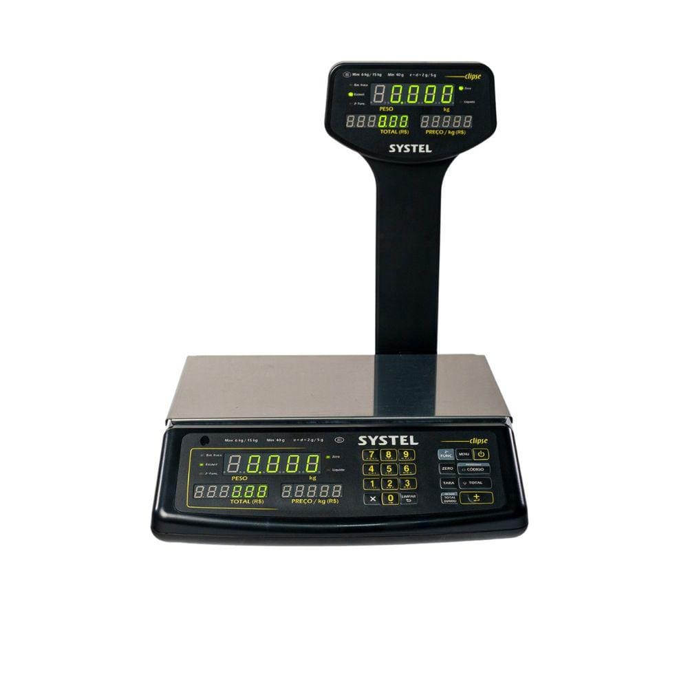 Balança Systel Clipse com Torre Preta 30kg - Bateria