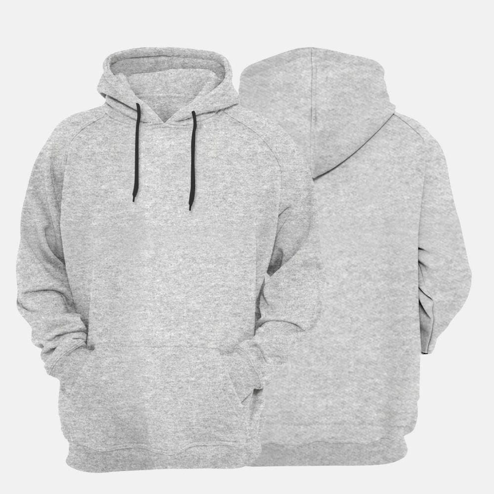 Blusa de Moletom Flanelada Unissex Canguru Blusa de Frio Com Capuz Sem Estampa Cinza Claro